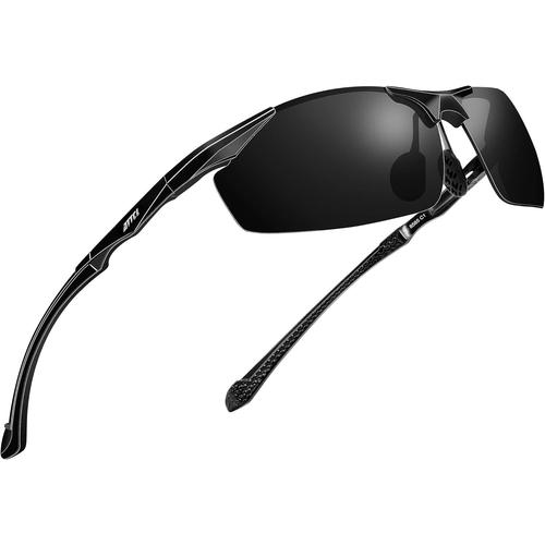 Lunettes De Soleil Polarisées Pour Hommes Pêche Sportive Conduite En Métal Al-Mg Cadre Ultra-Léger Uv400 Cat 3 Ce