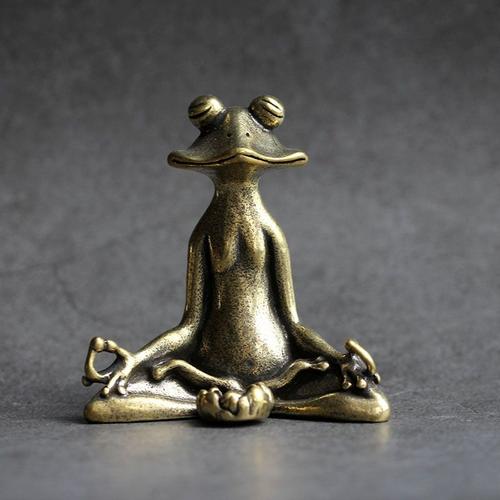 Porte-encens rétro en cuivre pur, en forme de grenouille Zen, ornement solide, en cuivre pur, porte-encens pour animaux de compagnie
