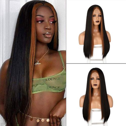 Front Lace Wig Women's Long Straight Chemical Fiber Hair Wig Headgear L2-27s #