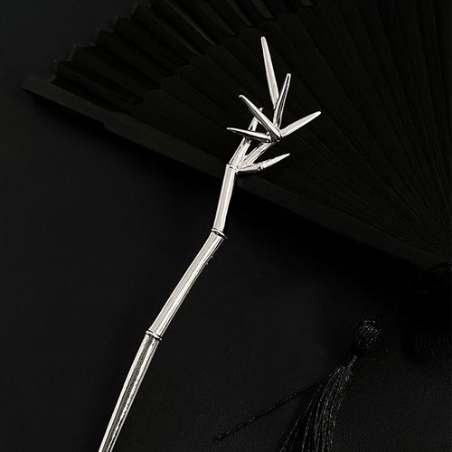 Vent Froid Métal Bambou Épingle A Cheveux Femme Été Style Ancien Niche Cheongsam Épingle A Cheveux Tete Arriere Plaque Épingle A Cheveux Argent