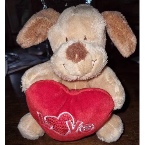 Peluche Ours coeur love Beige/Marron 30 cm