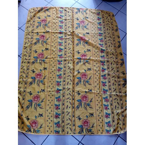Nappe Jaune À Motifs Épi De Blé, Olives Et Fleurs 140 Cm X 179,3 Cm