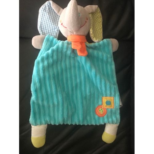 Eléphant Mots D'enfant Leclerc Plat Bleu Écharpe Orange Carré Jaune Pomme Rond Champignon Orange Doudou Plat Mouchoir  