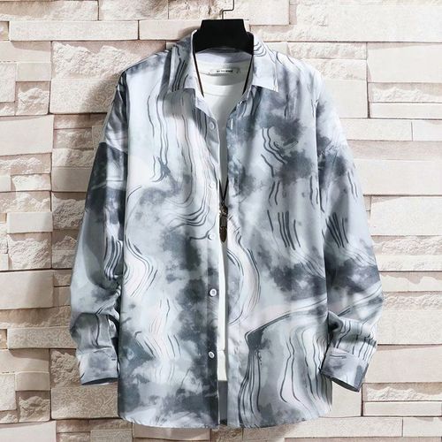 Printemps Et Automne Chemise A Fleurs Hommes Style Coréen A La Mode Beau Lâche A Manches Longues Imprimé A La Mode Marque Décontracté Tout Match Chemise De Couple A La Mode