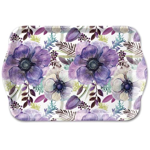 Mini Plateau Rectangulaire Motif Floral Rêve Pourpre  20,5 X 13