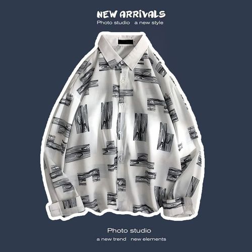 Printemps Et Automne Rétro Hauts A Manches Longues Chemises Pour Hommes Lâches Paresseux Manteaux De Couple Japonais A La Mode Marque A La Mode Chemises A Fleurs Polyvalentes