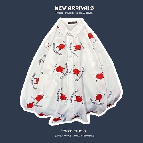 Printemps Et Automne Rétro Hauts A Manches Longues Chemises Pour Hommes Lâches Paresseux Manteaux De Couple Japonais A La Mode Marque A La Mode Chemises A Fleurs Polyvalentes