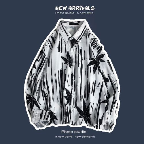 Printemps Et Automne Rétro Hauts A Manches Longues Chemises Pour Hommes Lâches Paresseux Manteaux De Couple Japonais A La Mode Marque A La Mode Chemises A Fleurs Polyvalentes