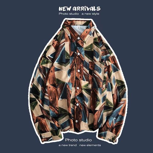 Printemps Et Automne Rétro Hauts A Manches Longues Chemises Pour Hommes Lâches Paresseux Manteaux De Couple Japonais A La Mode Marque A La Mode Chemises A Fleurs Polyvalentes