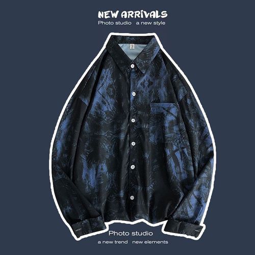 Printemps Et Automne Rétro Hauts A Manches Longues Chemises Pour Hommes Lâches Paresseux Manteaux De Couple Japonais A La Mode Marque A La Mode Chemises A Fleurs Polyvalentes