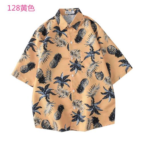 Mode Transfrontaliere Feuille Tropicale A Manches Courtes Chemise Imprimée Chemise A Manches Courtes Chemise A Manches Courtes Chemise Hawaienne Pour Hommes Vetements Pour Hommes