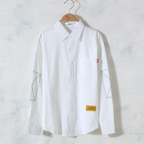 Chemise Décontractée En Coton Et Lin A Manches Longues Pour Hommes De Printemps Et D'automne Jeunesse Littéraire Lâche Chemise De Fond De Couleur Unie Hauts De Couple De Style