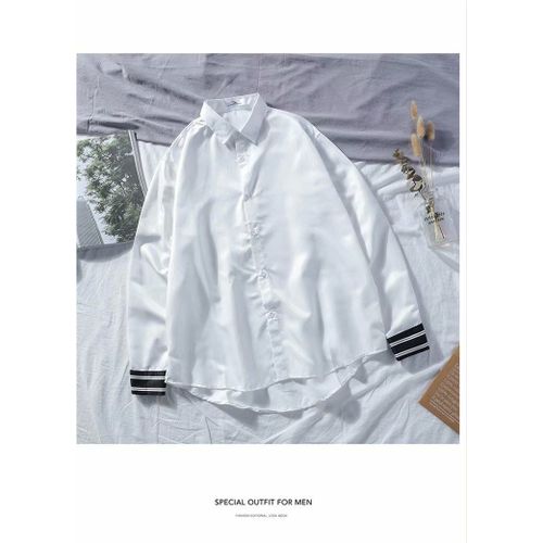 Chemise A Manches Longues Pour Hommes Style Coréen Chic Début De L'automne Version Coréenne De La Chemise Blanche Britannique Mince Tendance Pour Hommes Tenue De Soirée Nouvelle