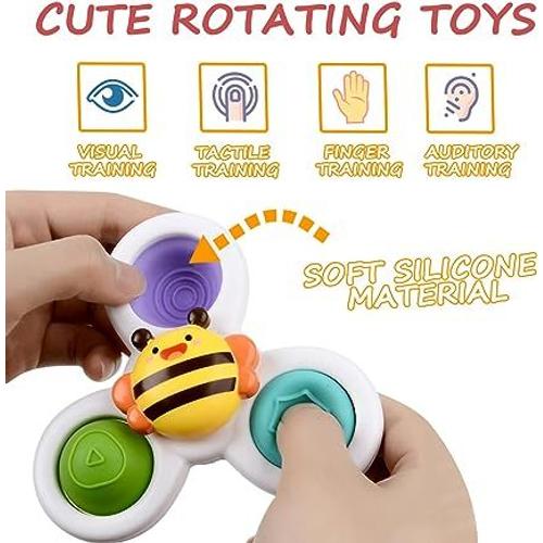 Toy Spinner Pour Bébé,Bébé Ventouse Toupie Jouets, 3pcs Enfants