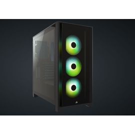 Boîtier ATX moyen-tour en verre trempé iCUE 4000X RGB - Noir