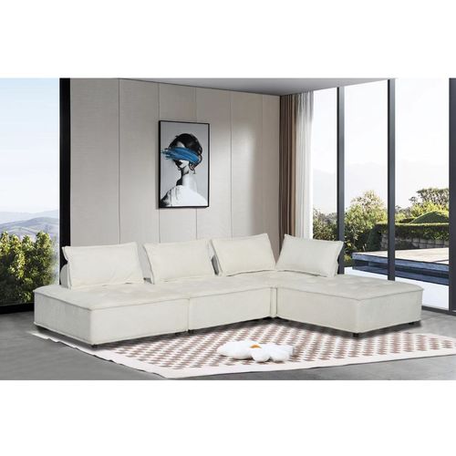Canapé D'angle 4 Places Couleur Blanc Stava