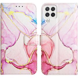 Coque Galaxy A22 4g,Portefeuille Etui Housse Pour Samsung Galaxy A22 4g Coque Paillette Bling Marbre Pu Cuir Flip Wallet Etui Coquille Couverture Pour Galaxy A22 4g,Yb2 Marble Rose