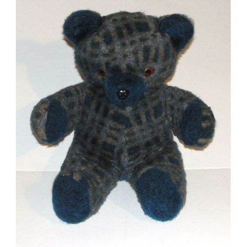 Peluche Ours Ajena Gris Bleu Vintage - Doudou Ourson Yeux Orange