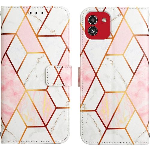 Coque Galaxy A03,Portefeuille Etui Housse Pour Samsung Galaxy A03 Coque Paillette Bling Marbre Pu Cuir Flip Wallet Etui Coquille Couverture Pour Samsung Galaxy A03,Yb2 Marble Pink White