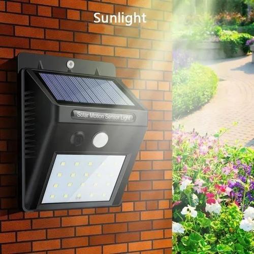 Lampe Solaire Extérieur - 20 Led Avec Détecteur De Mouvement - Noir