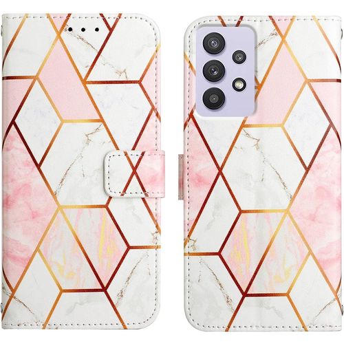 Coque Galaxy A32 4g,Portefeuille Etui Housse Pour Samsung Galaxy A32 4g Coque Paillette Bling Marbre Pu Cuir Flip Wallet Etui Coquille Couverture Pour Galaxy A32 4g,Yb2 Marble Pink White