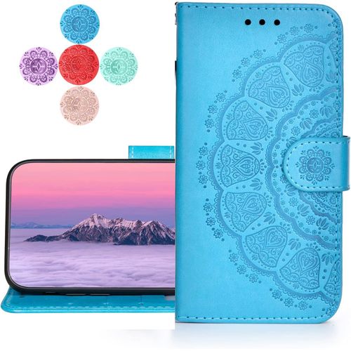 Coque Galaxy A20e,Portefeuille Etui Housse Pour Samsung Galaxy A20e Coque Gaufrage Fleur De Mandala Pu Cuir Flip Wallet Etui Coquille Couverture Pour Samsung Galaxy A20e,Ld Mandala2 Blue