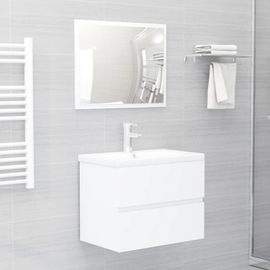 Ensemble Meuble Lavabo Salle De Bain + Miroir 2 Pcs 60x38,5x45 Cm Blanc