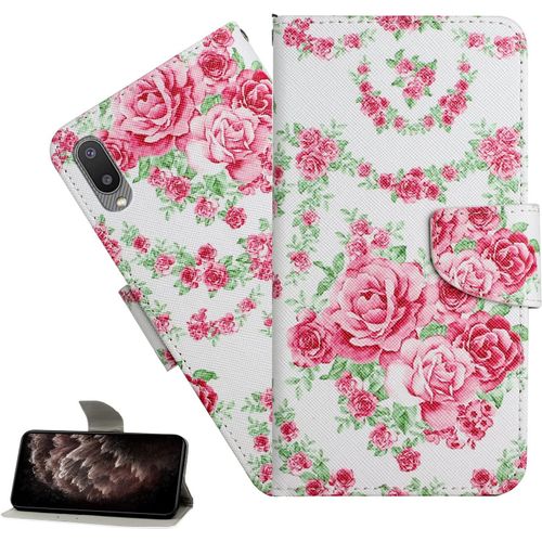 Coque Huawei P30,Portefeuille Etui Housse Pour Huawei P30 Coque Paillette Fleur Papillon Chat Pu Cuir Flip Wallet Etui Couverture Pour Huawei P30,Xc5 Rose Flower