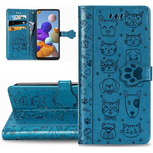 Coque Galaxy A54 5g,Portefeuille Etui Housse Pour Samsung Galaxy A54 5g Coque Gaufrage Chien Chat Mignon Pu Cuir Flip Wallet Etui Coquille Couverture Pour Samsung Galaxy A54 5g,Cat Blue