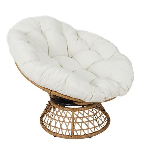 Paris Prix - Fauteuil & Coussin "Cancun" 96cm Marron & Beige