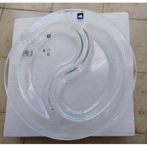 Grand Plat En Verre Avec 2 Compartiments.