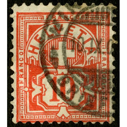Timbre Oblitéré Helvetia, Franco, 10