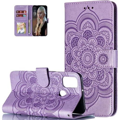 Coque Galaxy A24 4g,Portefeuille Etui Housse Pour Samsung Galaxy A24 4g Coque Gaufrage Fleur De Mandala Pu Cuir Flip Wallet Couverture Pour Galaxy A24 4g,Ld Mandala Purple