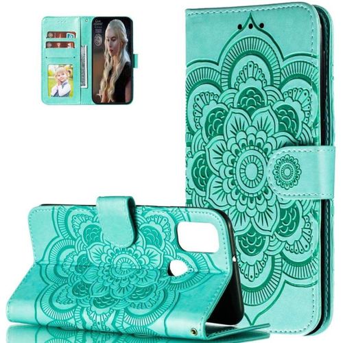 Coque Galaxy A24 4g,Portefeuille Etui Housse Pour Samsung Galaxy A24 4g Coque Gaufrage Fleur De Mandala Pu Cuir Flip Wallet Couverture Pour Galaxy A24 4g,Ld Mandala Green