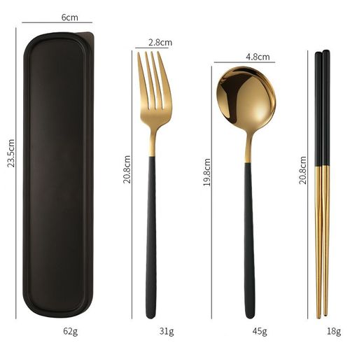 Service De Couverts Multifonctions, Vaisselle Portable, Fourchette Cuillère Baguettes D'intérieur 4 Pièces/Ensemble, Couverts Multifonctions Pratiques