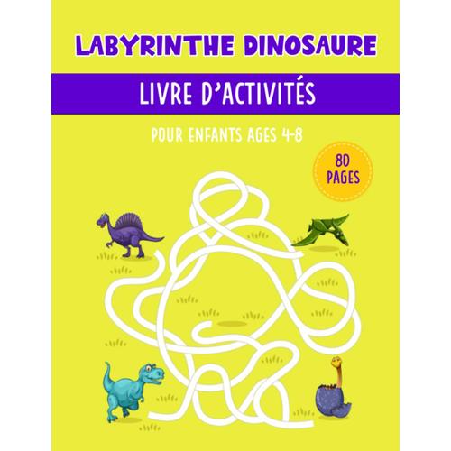 Labyrinthe Dinosaure Livre D'activités Pour Enfants Ages 4-8 80 Pages: Cahier De Jeux De Concentration Dinosaure Amusants Pour Développer La Logique Et La Réflexion, Idée Cadeau Fille Et Garcon