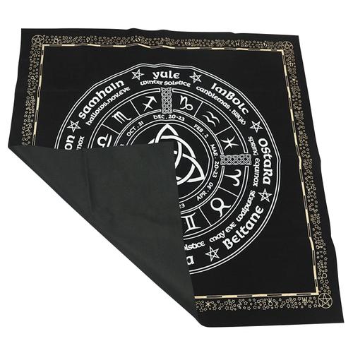 Nappe De Tarot Constellations Avec Roue Triquetra Pprédéterminée Peinte En Noir, Fourniture D'autel, Grill, Sorcellerie, Présentoir De Polymère