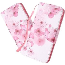 Coque Iphone 8 Plus / 7 Plus,Portefeuille Etui Housse Pour Iphone 8 Plus Coque Paillette Paillon Unicorn Fleur Pu Cuir Flip Wallet Etui Coquille Couverture Pour Iphone 8 Plus,Hx Pink Peach