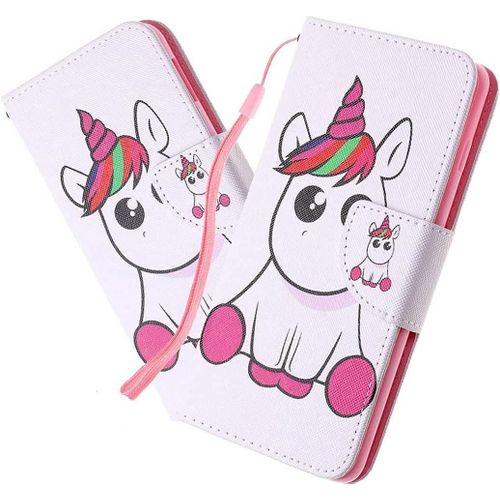 Coque Iphone 8 Plus / 7 Plus,Portefeuille Etui Housse Pour Iphone 8 Plus Coque Paillette Anime Paillon Unicorn Fleur Pu Cuir Flip Wallet Etui Couverture Pour Iphone 8 Plus,Hx Pink Unicorn