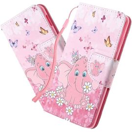 Coque Iphone 8 Plus / 7 Plus,Portefeuille Etui Housse Pour Iphone 8 Plus Coque Paillette Anime Paillon Unicorn Fleur Pu Cuir Flip Wallet Etui Couverture Pour Iphone 8 Plus,Hx Pink Elephant