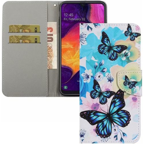 Coque Galaxy A20e,Portefeuille Etui Housse Pour Samsung Galaxy A20e Coque Paillette Fleur Papillon Chat Pu Cuir Flip Wallet Etui Couverture Pour Samsung Galaxy A20e,Xc3 Blue Die