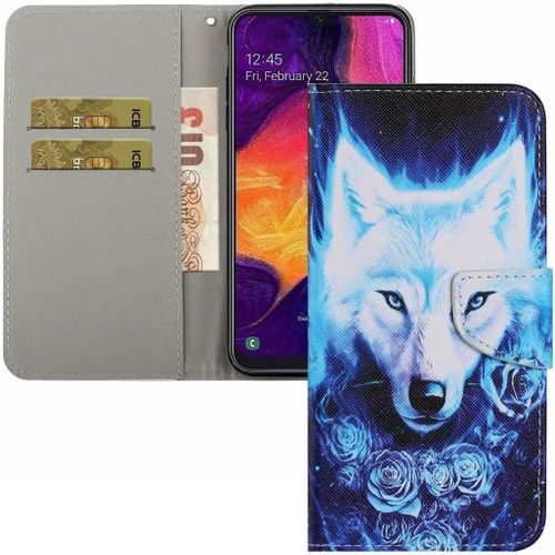 Coque Galaxy A20e,Portefeuille Etui Housse Pour Samsung Galaxy A20e Coque Paillette Fleur Papillon Chat Pu Cuir Flip Wallet Etui Couverture Pour Samsung Galaxy A20e,Xc3 Wolf Rose