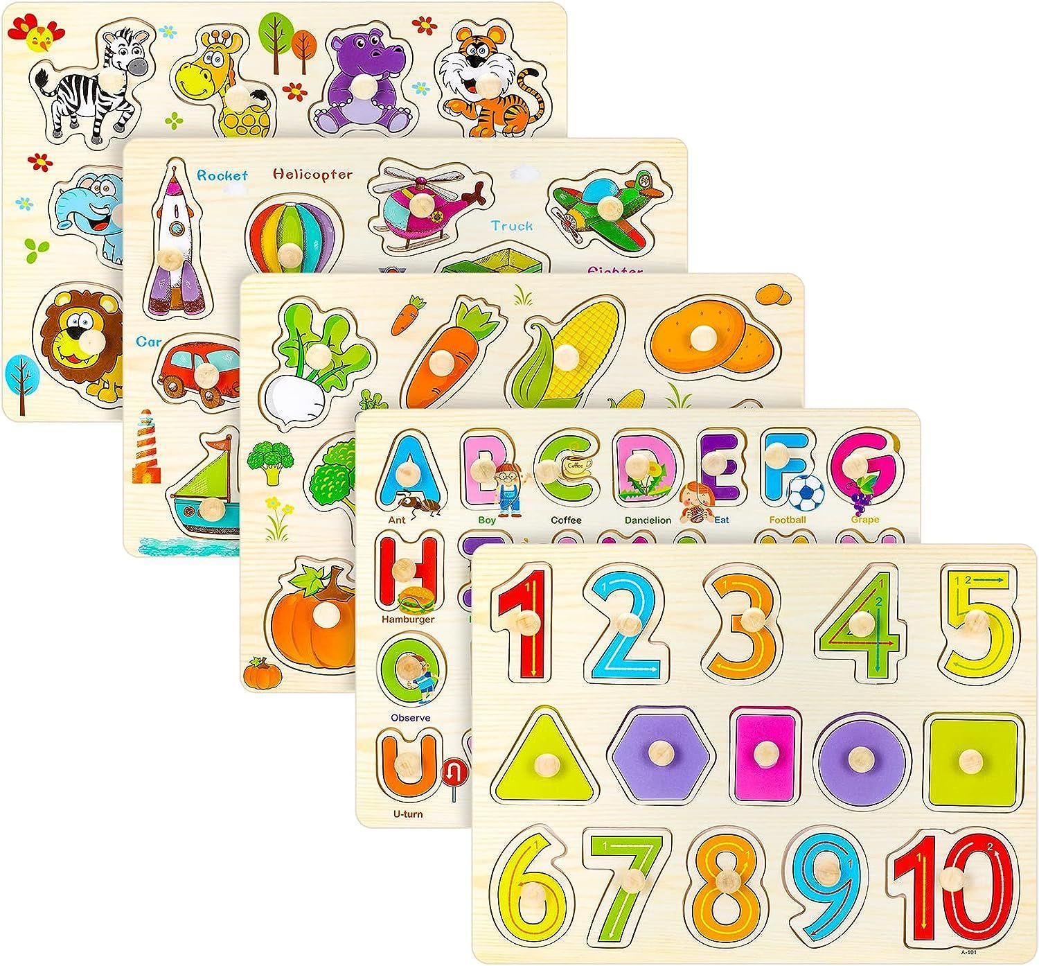 Puzzle En Bois À Encastrement Jeunes Animaux Jouet Puzzle Enfant 2 3 4 5 Ans  Jeux Montessori en Bois avec Animaux Bebe Cadeau
