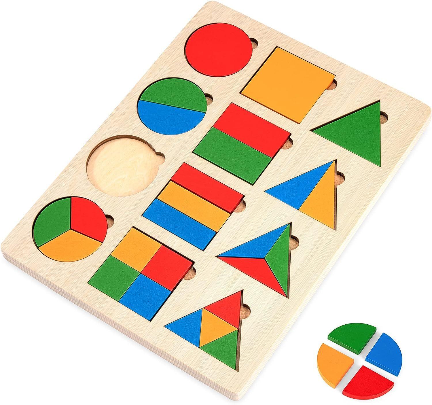 Puzzle Enfant en Bois pour 2 3 Ans, Jouet Montessori 3D Puzzles en Bois  Forme Géométrique Puzzle à Encastrements Jouet Educatif Apprentissage pour  Garçon Fille Anniversaire Cadeau
