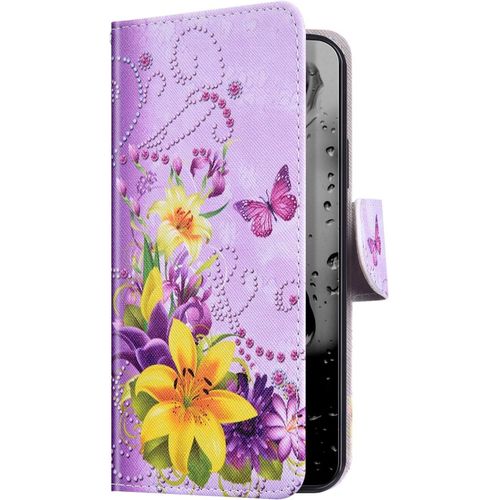 Coque Pour Samsung Galaxy A41,Etui Galaxy A41 Peint Colore Motif Housse En Cuir Pu Coque A Rabat Pochette Portefeuille Flip Wallet Case Support Etui De Protection Galaxy A41,Fleur Jaune