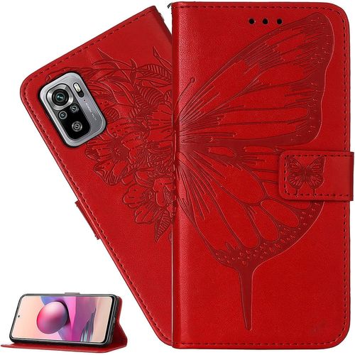 Coque Galaxy A51,Portefeuille Etui Housse Pour Samsung Galaxy A51 Coque Gaufrage Fleur Papillon Pu Cuir Flip Wallet Etui Coquille Couverture Pour Galaxy A51,Yb Die Red