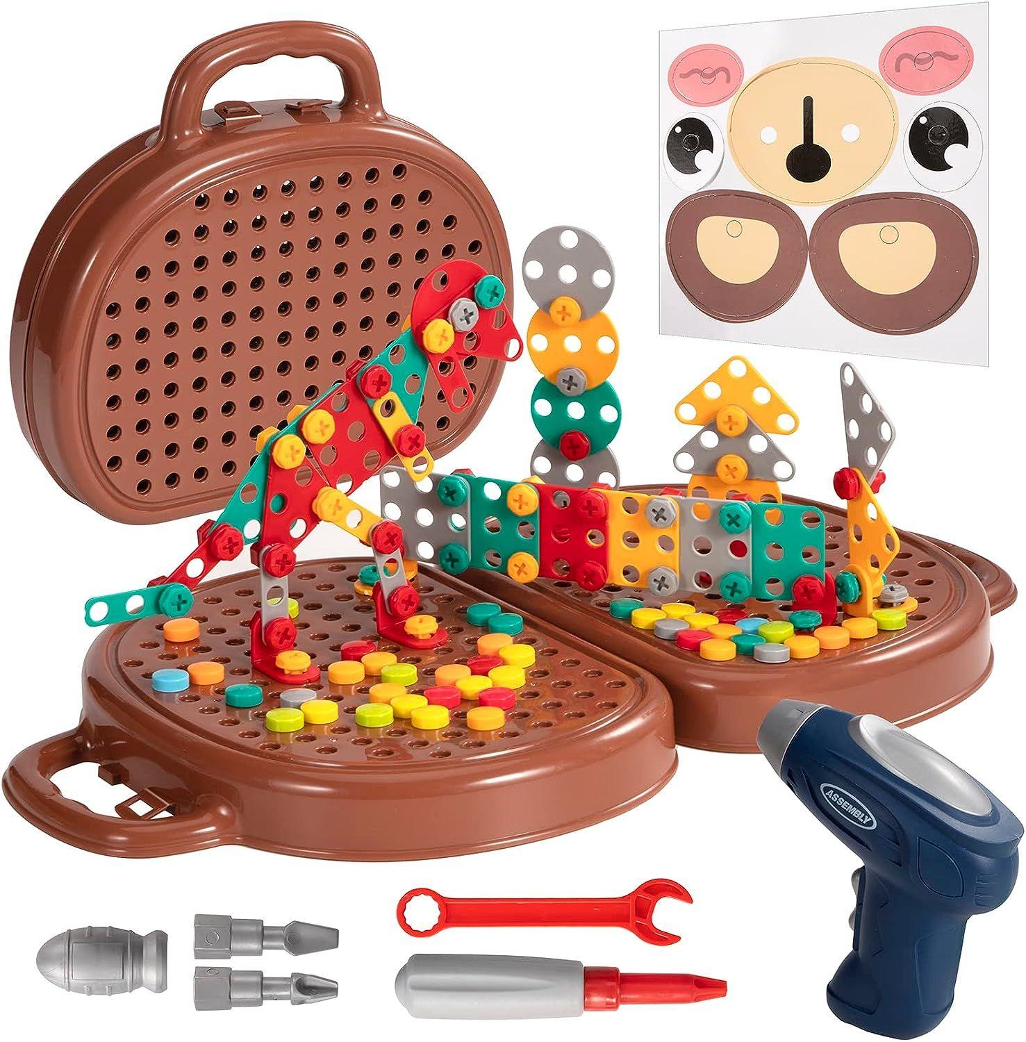 LIHAO Kit de Mosaique Enfant Puzzle 3D, 400pcs Jouet de Montessori Jeu de  Construction Éducatif avec Perceuse Électronique, Cadeau Loisir Créatif  pour Enfant 6+ Ans 
