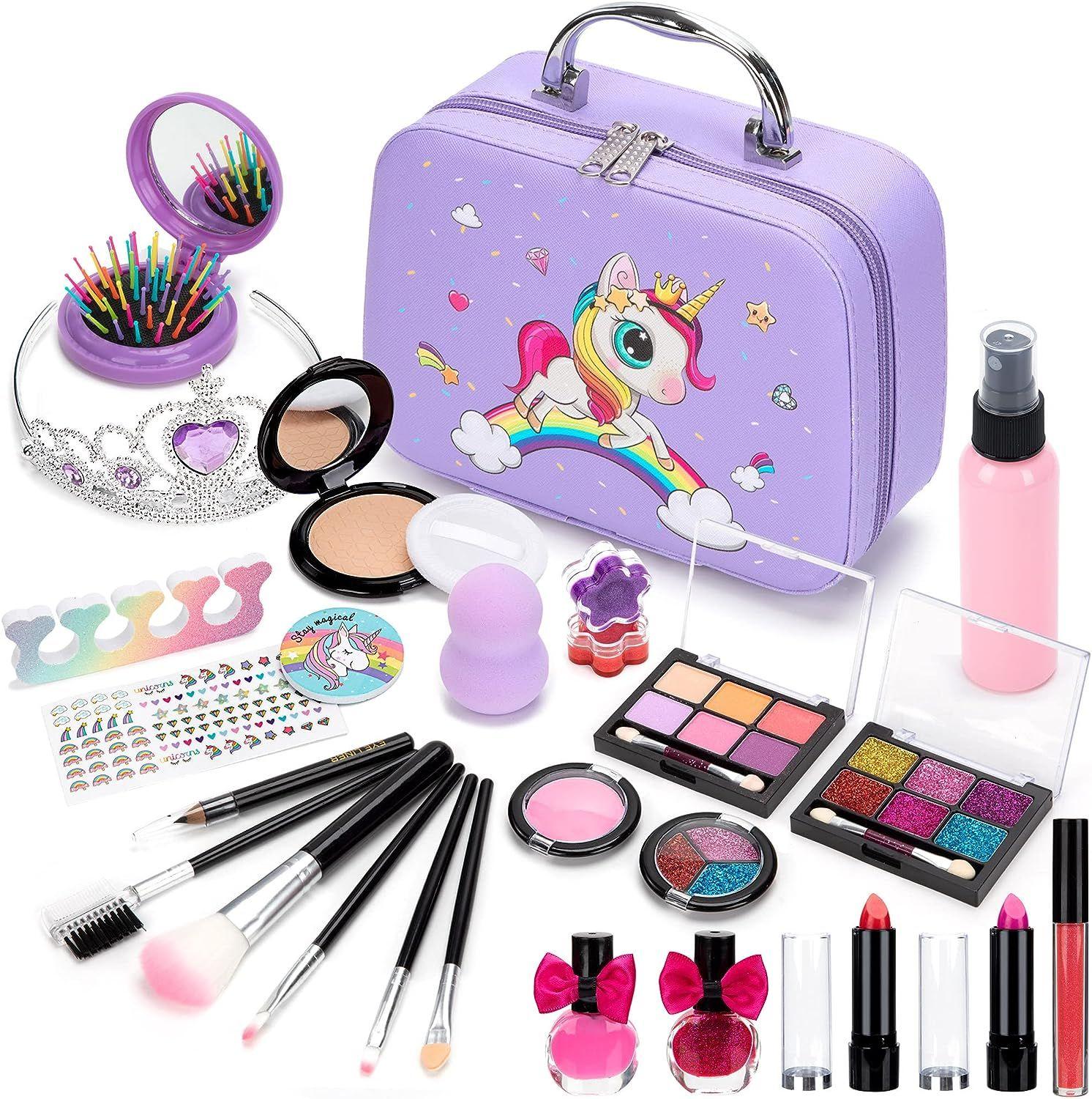 Kit de maquillage pour enfants, sac à cosmétiques, jouets en bois