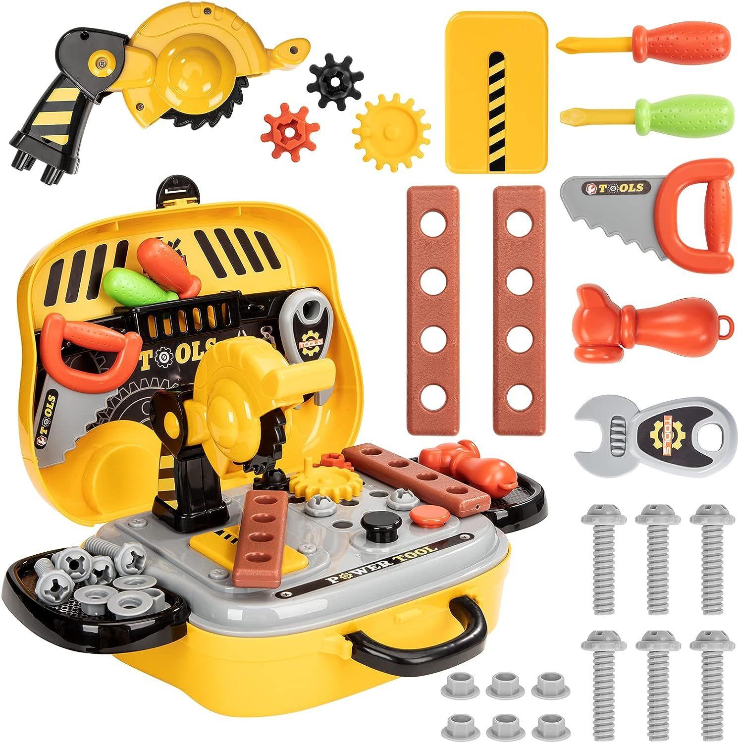 Ensemble d'outils pour enfants STEAM Life pour les tout-petits, 3 4 5 6 7  ans, jouets pour garçons - Ensemble de boîtes à outils de 23 pièces pour  enfants 
