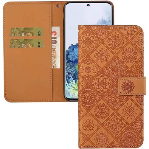 Coque Galaxy A41,Portefeuille Etui Housse Pour Samsung Galaxy A41 Coque Paillette Fleur Totem En Relief Chat Pu Cuir Flip Wallet Couverture Pour Samsung Galaxy A41,Xc Totem Brown